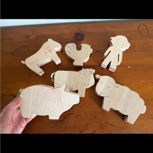 Natural Wood Farm Animal Toy Set - Unbranded